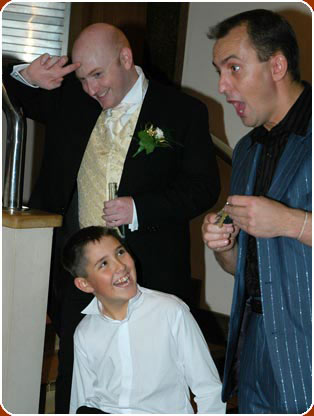 Magician at the wedding evening reception